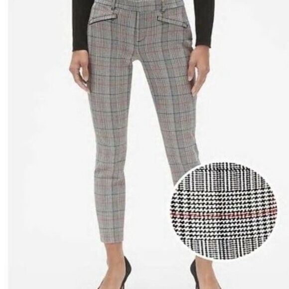 Gap Curvy Signature Skinny Ankle Pants Black White Red Plaid Size 8 - Picture 1 of 11